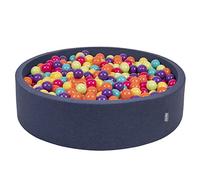 KiddyMoon Piscina De Bolas 120X30cm/300 Bolas Redondo Grande para Ninos,Hecha En La UE, Azul Marino:Verdclr/Amaril/Turqu/Naran/Rososc/Viol