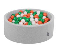 KiddyMoon Piscina De Bolas 90X30cm/200 Bolas Ø 7 Cm Espuma Suave para Bebé Y Niño Desde 8 Meses Funda De Algodón Extraíble con Cremallera, Irlanda: Verde/Blanco/Naranja