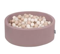 KiddyMoon Piscina De Bolas 90X30cm/200 Bolas ∅ 7Cm para Ninos, Brecina:Beige Pastel/Blanco/Perla