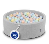 KiddyMoon Piscina De Bolas 90X30cm/200 Bolas ∅ 7Cm para Ninos Hecha En La UE, Grisclr:Beigepas/Azulpas/Amarillopas/Menta