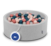 KiddyMoon Piscina De Bolas 90X30cm/200 Bolas ∅ 7Cm para Ninos Hecha En La UE, Grisclr:Turqosc/Beigepas/Grisverdos/Salmón