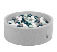 KiddyMoon Piscina De Bolas 90X30cm/200 Bolas ∅ 7Cm para Ninos Hecha En La UE, Grisclr:Turqosc/Gris/Blanco/Menta