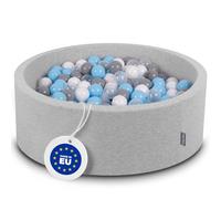 KiddyMoon Piscina De Bolas 90X30cm/200 Bolas para Ninos Hecha En La UE, Gris Clro:Gris/Blanco/Transparente/Babyblue