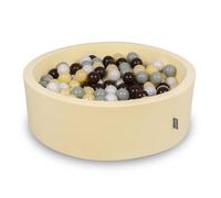 KiddyMoon Piscina De Bolas 90X30cm/300 Bolas ∅ 7Cm para Ninos Hecha En La UE, Amarillo Mantequilla: Verde Gris/Amarillo Pastel/Marrón/Blanco