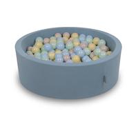 KiddyMoon Piscina De Bolas 90X30cm/300 Bolas ∅ 7Cm para Ninos Hecha En La UE, Azul: Beige Pastel/Azul Pastel/Amarillo Pastel/Menta