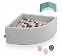 KiddyMoon Piscina de Bolas Cuarto de Esquina 90x30cm con 200 Bolas 7cm Piscina de Espuma para Bebé y Niño Pequeño - Grisclr: Perla Rosaclr Plata