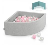 KiddyMoon 90X30cm/200 Bolas Piscina De Bolas ∅ 7Cm para Ninos Cuarto Angular Hecha En La UE, Grisclr:Rosa Clr/Perla/Transparente
