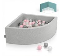 KiddyMoon Piscina de Bolas Cuarto de Esquina 90x30cm con 200 Bolas 7cm Piscina de Espuma para Bebé y Niño Pequeño - Grisclr: Perla Gris Transparente Rosa Clr
