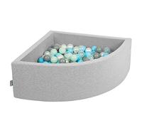 KiddyMoon Piscina de Bolas Cuarto de Esquina 90x30cm con 200 Bolas 7cm Piscina de Espuma para Bebé y Niño Pequeño - Grisclr: Perla Gris Transparente Azul Clr Menta