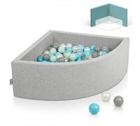 KiddyMoon 90X30cm/300 Bolas Piscina De Bolas ∅ 7Cm para Ninos Cuarto Angular Hecha En La UE, Grisclr:Perla/Gris/Transparente/Azul Clr/Menta