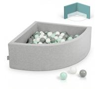 KiddyMoon Piscina de Bolas Cuarto de Esquina 90x30cm con 300 Bolas 7cm Piscina de Espuma para Bebé y Niño Pequeño - Grisclr: Blanco Gris Menta