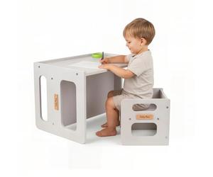 KiddyMoon Set Reversible De Mesa Y Silla para Niños TC-001, Gris