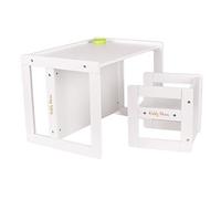 KiddyMoon Set Reversible De Mesa Y Silla para Niños TC-002, Blanco