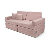 KiddyMoon Sofás Plegables con 2 Almohadas para Niños Funda De Peluche Teddy Sillón Colchón Infantil Plegable, Rosa,Sofás con 2 Almohadas