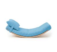 KiddyMoon Tabla De Equilibrio Para Niños Balance Board De Madera Con Colchón Y Cojín, Natural/Azul,Tabla De Equilibrio/Colchón/Almohada