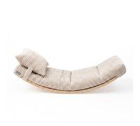 KiddyMoon Tabla De Equilibrio Para Niños Balance Board De Madera Con Colchón Y Cojín, Natural/Beige,Tabla De Equilibrio/Colchón/Almohada