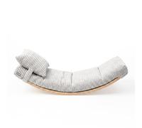 KiddyMoon Tabla De Equilibrio Para Niños Balance Board De Madera Con Colchón Y Cojín, Natural/Gris Claro,Tabla De Equilibrio/Colchón/Almohada