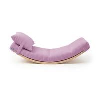 KiddyMoon Tabla De Equilibrio Para Niños Balance Board De Madera Con Colchón Y Cojín, Natural/Violeta Claro,Tabla De Equilibrio/Colchón/Almohada