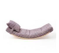 KiddyMoon Tabla De Equilibrio Para Niños Balance Board De Madera Con Colchón Y Cojín, Natural/Violeta,Tabla De Equilibrio/Colchón/Almohada
