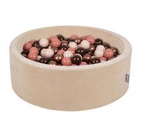 KiddyMoon Terciopelo Piscina De Bolas 90X30cm/300 Bolas para Ninos Hecha En La UE, Beige De Arena: Marron/Cobre/Beige Pastello/Salmón
