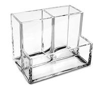 KiDEPOCH Portalápices, soporte acrílico transparente para escritorio, organizador de almacenamiento de brochas de maquillaje, organizador de escritorio moderno para escuela, hogar y oficina.