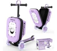 Kidiyana Maleta para patinete, con ruedas LED, manillar ajustable en altura, ventana A5, 7 cm de espacio de almacenamiento, adecuado como equipaje de mano, regalo para niños de 2 a 8 años, color