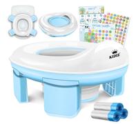 KIDIZ® Asiento de inodoro infantil para entrenamiento de orinal | Orinal de aprendizaje cómodo, material de polipropileno con bolsa de basura, orinal infantil para viajes y sistema de recompensa con