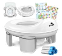 KIDIZ® Asiento de inodoro infantil para entrenamiento de orinal | Orinal de aprendizaje cómodo, material de polipropileno con bolsa de basura, orinal infantil para viajes y sistema de recompensa con