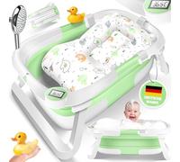 KIDIZ® Bañera para bebé | Bañera plegable y que ahorra espacio | Tina de baño y ducha para recién nacidos y niños pequeños de 0 a 24 meses | Ducha de viaje portátil para bebés | Bañera ergonómica con