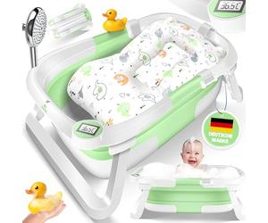 KIDIZ® Bañera para bebé | Bañera plegable y que ahorra espacio | Tina de baño y ducha para recién nacidos y niños pequeños de 0 a 24 meses | Ducha de viaje portátil para bebés | Bañera ergonómica con
