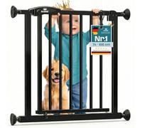 KIDIZ Barrera de seguridad para escaleras sin taladrar | Ancho ajustable: 74 - 80 cm, 75 cm de alto, rejilla de protección para puerta y barrera para niños y perros, apertura de una sola mano, sistema