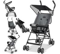 KIDIZ® CITY Cochecito plegable de 360° con ruedas de 10 cm y capota parasol y cinturón de seguridad de 5 puntos a partir de 6 meses Antracita