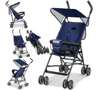KIDIZ® Cochecito CITY Buggy plegable para niños Cochecito deportivo Plegable 360° Ruedas de 10 cm Incl. Capota solar y para lluvia plegable Cinturón de seguridad de 5 puntos a partir de 6 meses, Azul