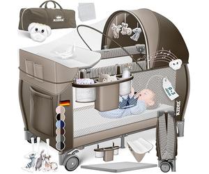 KIDIZ® Cuna de bebé 3 en 1 Cama de Viaje, Combi Set, Cama de bebé con Cambiador, mosquitero Corral de Juego, marrón