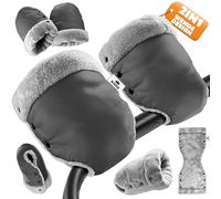 KIDIZ® Manoplas para cochecito de bebé con cálido material de felpa de forro polar e interior de algodón, resistente al agua, cortavientos, tamaño universal para todos los cochecitos