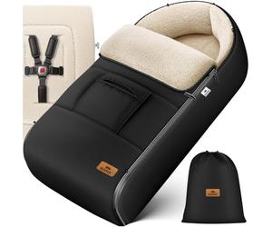KIDIZ® Saco de bebé, saco de bebé de invierno con cremallera, saco de peluche, bolso, manta de bebé, cochecito lavable, con cabecera con cremallera, apto para todos los cochecitos (Schwarz)