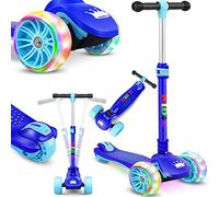KIDIZ® Scooter Kids Scooter X-Pro2, Patinete de Tres Ruedas con PU LED, Ruedas Luminosas, Patinete de Pedales para niños niñas 3-12 años, Plegable, Regulable en Altura, Azul