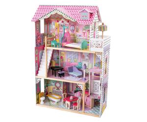 KidKraft Annabelle Casa de muecas de madera | Casa grande XXL, 3 plantas, 17 accesorios, muebles y ascensor incluidos | Juegos de rol | Dimensiones totales: 82,8 x 40,64 x 120,65 cm