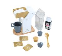 KidKraft Cafetera de Juguete de Madera Dorada con Cápsulas, Accesorios de Cocina de Juguete, Máquina de Café con Accesorios, Electrodomésticos Cocina para Jugar, Juguetes niños 3+ años (53538)