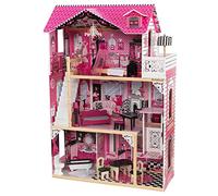 KidKraft Casa de muñecas de Madera Amelia para muñecas de 30 cm con Muebles y Accesorios, Casita de Juguete con Ascensor y balcón, 3 Niveles de Juego, Juguetes niños y niñas Desde 3 años (65093)