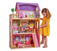 KidKraft Casa de muñecas de Madera Kayla con Muebles y Accesorios incluidos, Casita de Juguete con balcón para muñecas de 30 cm, Juguetes niños y niñas Desde 3 años (65092) Exclusivo en Amazon