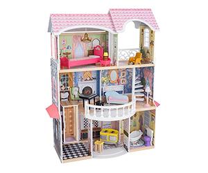 KidKraft Casa de muñecas de Madera Magnolia Mansion para muñecas con Muebles y Accesorios incluidos, Casita de Juguete con Ascensor y balcón, 3 Niveles de Juego, Juguetes niños y niñas 3 años (65907)