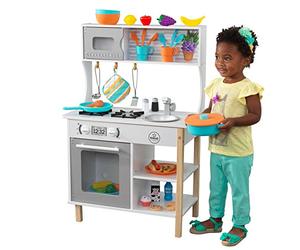 KidKraft Cocina de Juguete All Time de Madera para niños con Accesorios incluidos, Comida de Juguete y Set Utensilios de Cocinita Infantil, Juguetes niños 3+ años (53370)