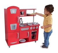 KidKraft Cocina de Juguete Roja Vintage de Madera para niños con teléfono de Juguete y Nevera Vintage, Cocina Infantil, Juguetes niños 3+ años (53173)
