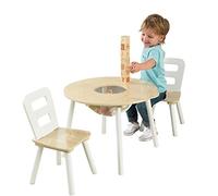KidKraft Juego Infantil de Mesa Redonda y 2 sillas de Madera, Mesa y Silla Infantil con Almacenamiento, Muebles para Salas de Juego y Dormitorio de niños (27027)