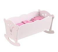 KidKraft Lil' Doll Cuna de Madera de Juguete con Ropa de Cama Rosa, Cama de Madera para muñecos bebé, Muebles para muñecas, Juguetes para niñas y niños (60101)