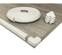 KidKusion Cojín de Mesa | Fabricado en Estados Unidos | 12 pies + 4 Esquinas | Blanco Roto | Protectores de Bordes y Esquinas de Muebles a Prueba de bebés