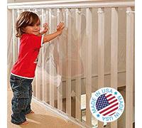 Kidkusion Protector de barandilla para interior/exterior, transparente, 10 pies