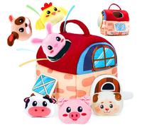 kidmance Juguetes 1 Niños Año, Juguete Sensorial Montessori de Granja para Bebés - Granero, Sonajeros, Animales en Algodón - Estimulante y Calmante - para 6 a 24 Meses