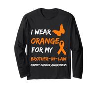 Kidney Cancer I Wear Orange For My Brother-In-Law Ribbon Manga Larga